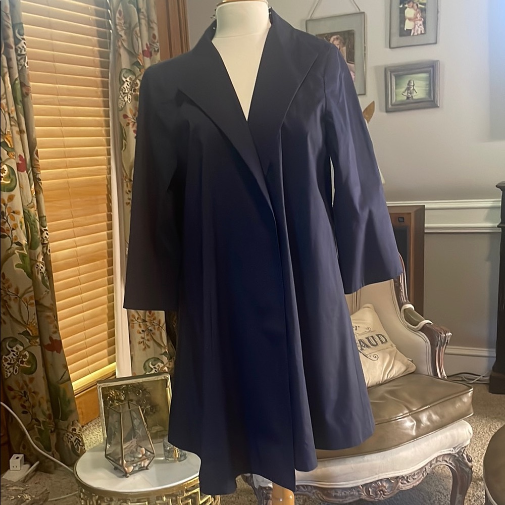 Eileen Fisher Elegant Navy Blue Car Coat L